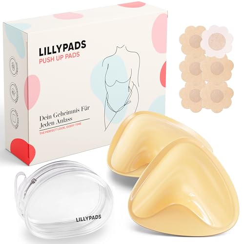 Lillypads® Klebe BH Push Up Pads – Selbstklebende BH Einlagen für Push-Up Effekt – Wiederverwendbare BH Klebepads für große & kleine Brust – Sticky Bra Silikon Pads - Geeignet für Cup A–D von Lillypads