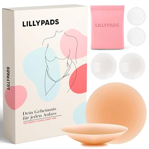 Lillypads® Premium Nippelpads – DAS ORIGINAL – Selbstklebende Nipple Cover für Frauen – Wiederverwendbare Nipple Pads – 8cm – Klebe BH – Für Tiefen Rückenausschnitt – Tanned von Lillypads