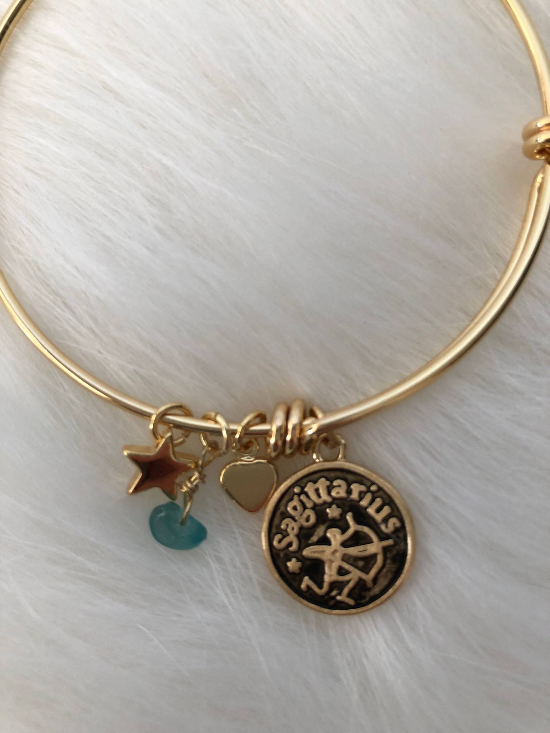 Schütze Handgemachtes Feines Messing Sternzeichen Bettelarmband & Zodiac Edelstein Mit 20Kt Gold Überzug von LillysHiddenTreasure