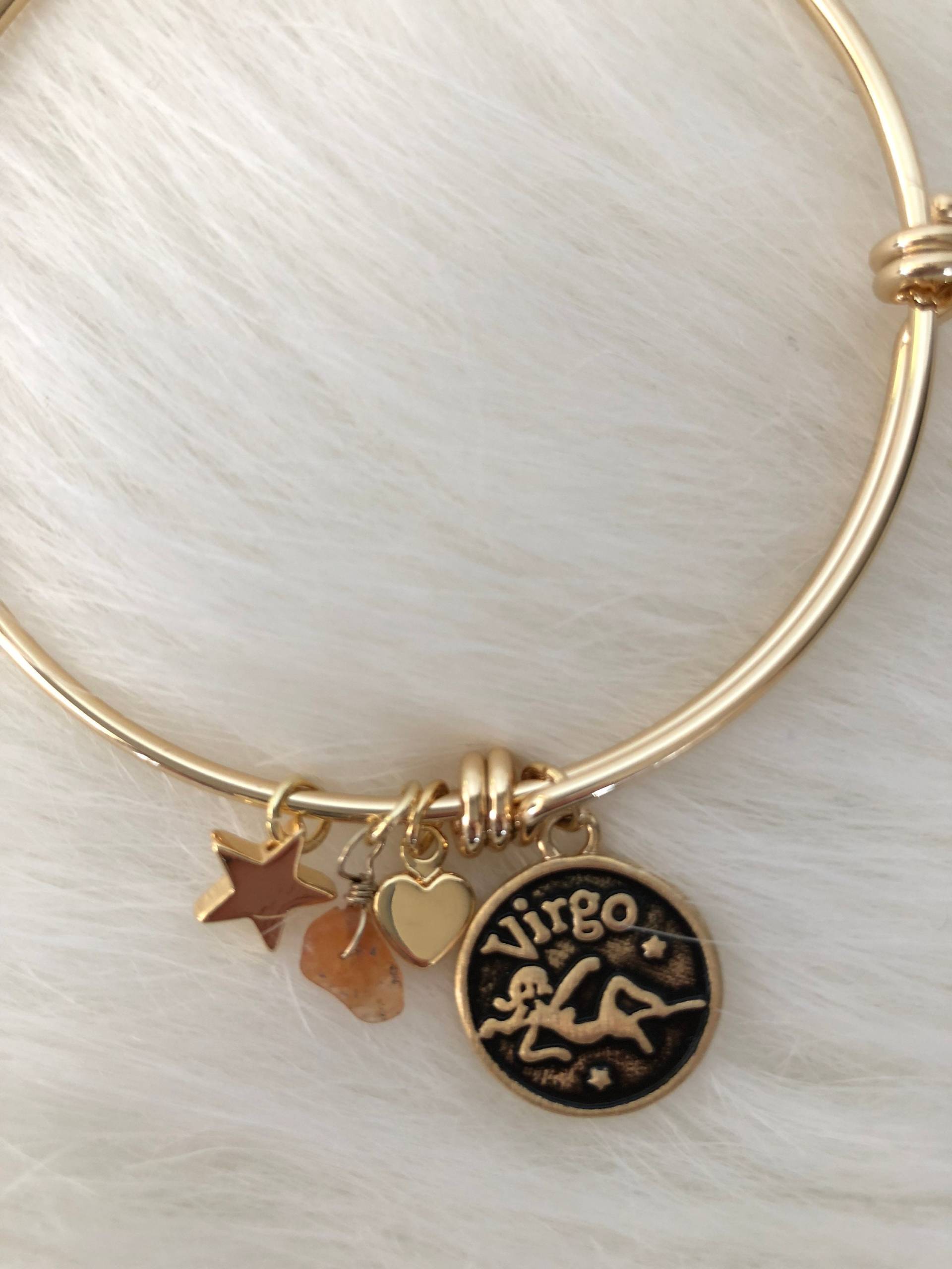 Virgo Handgemachtes Feines Messing Sternzeichen Bettelarmband & Edelstein Mit 20Kt Gold Überzug von LillysHiddenTreasure