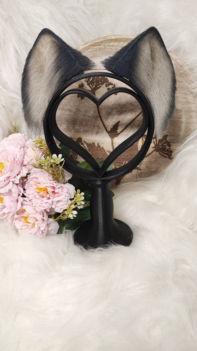 Graue Kunstfell Katzenohren Handgefertigtes Kätzchen Haarband von LillysMidnightShop