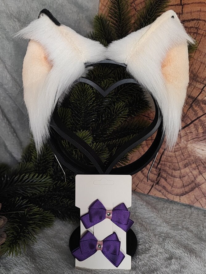 Weiße Mismatch Katzenohren/Kätzchenohren Petplay Kunstfell Ohren Cosplay von LillysMidnightShop