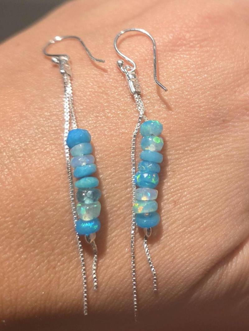 Opal Ohrringe Silber 925 Minimalistisch Gebutsstein Oktober Glück Geschenk Weihnachten Echter Natur Schmuck Wunderschön Unikat von Lillysopalbracelet