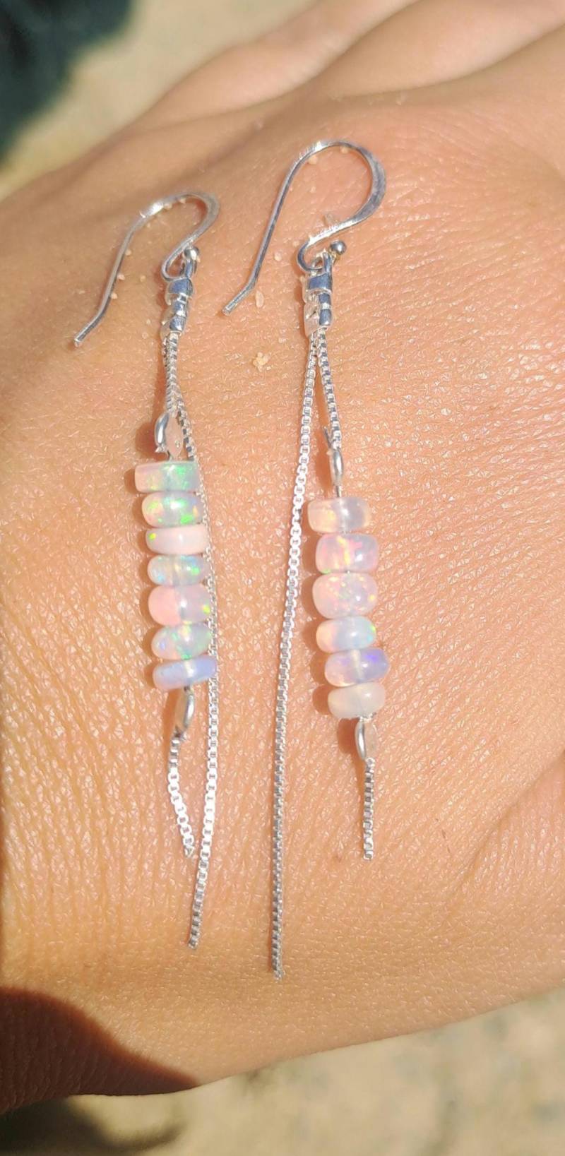 Opal Ohrringe Silber 925 Minimalistisch Gebutsstein Oktober Glück Geschenk Weihnachten Echter Natur Schmuck Wunderschön Unikat von Lillysopalbracelet