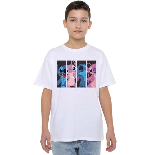 Disney Boy's Lilo Angel Stitch Boxes Unisex Kids T-Shirt, White, 7-8 Jahre von Lilo and Stitch