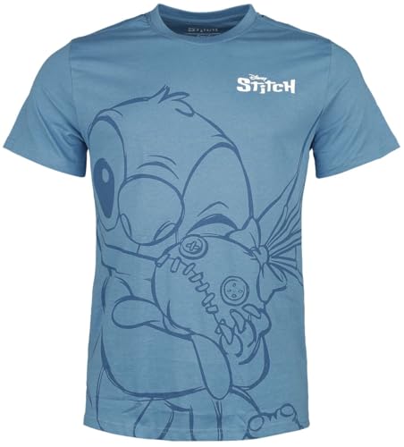 Lilo & Stitch Hugging Stitch Frauen T-Shirt blau M von Lilo and Stitch