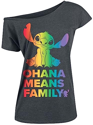 Lilo & Stitch Ohana Rainbow Frauen T-Shirt grau XXL von Lilo and Stitch