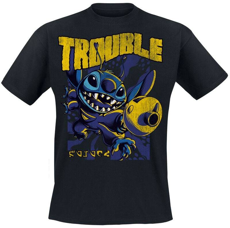 Lilo & Stitch Big Trouble Stitch T-Shirt schwarz in S von Lilo & Stitch
