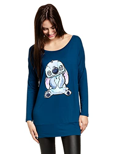 Lilo & Stitch Blue Stitch Damen Langarmshirt blau, Größe:XL von Lilo and Stitch