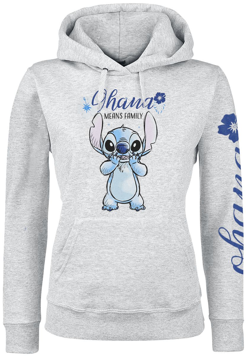 Lilo & Stitch - Disney Kapuzenpullover - Ohana - S bis XXL - für Damen - Größe S - grau  - Lizenzierter Fanartikel von Lilo & Stitch