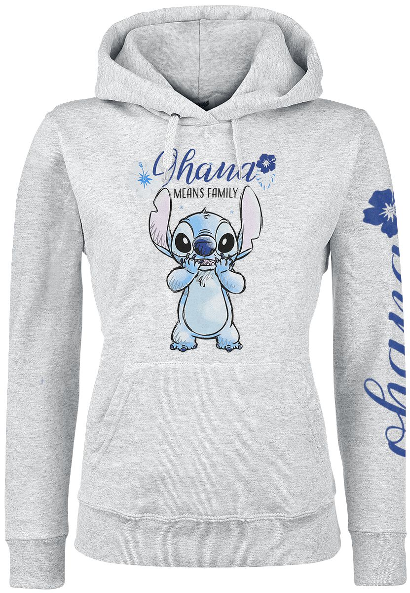 Lilo & Stitch - Disney Kapuzenpullover - Ohana - S bis XXL - für Damen - Größe XXL - grau  - Lizenzierter Fanartikel von Lilo & Stitch