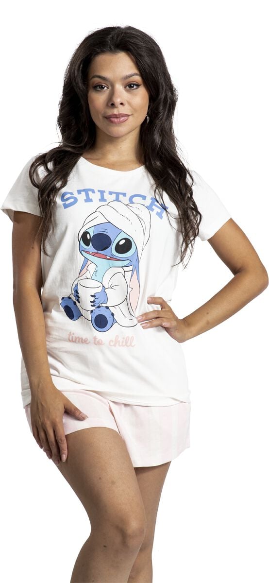 Lilo & Stitch - Disney Schlafanzug - Stitch - Time To Chill - S bis 3XL - für Damen - Größe XXL - altweiß/rosa  - EMP exklusives Merchandise! von Lilo & Stitch