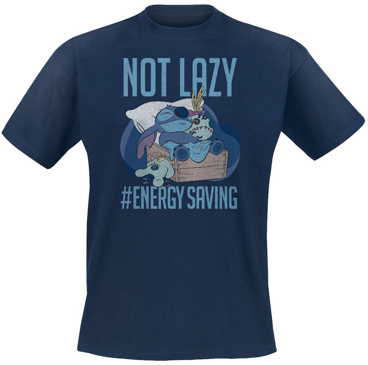 Lilo & Stitch - Disney T-Shirt - Not Lazy - M bis XXL - für Männer - Größe M - blau  - Lizenzierter Fanartikel von Lilo & Stitch