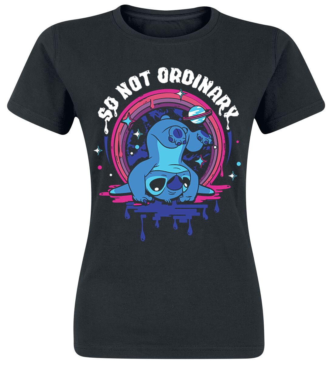 Lilo & Stitch - Disney T-Shirt - Not Ordinary - S bis XXL - für Damen - Größe XL - schwarz  - Lizenzierter Fanartikel von Lilo & Stitch