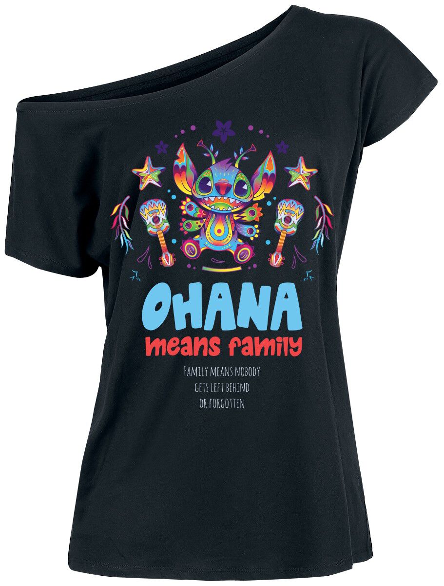 Lilo & Stitch - Disney T-Shirt - Ohana Mexico - S bis XXL - für Damen - Größe L - schwarz  - Lizenzierter Fanartikel von Lilo & Stitch
