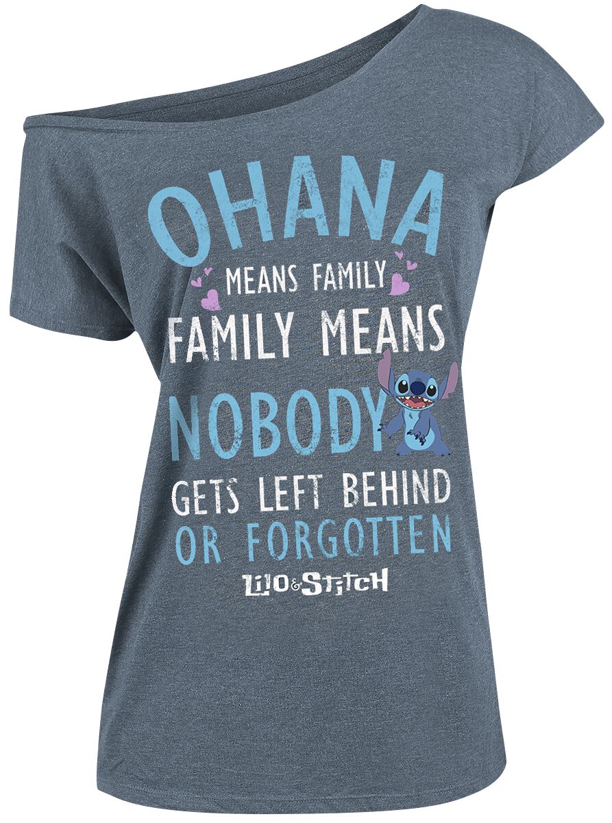 Lilo & Stitch - Disney T-Shirt - Ohana - M bis XXL - für Damen - Größe XL - blau meliert  - EMP exklusives Merchandise! von Lilo & Stitch