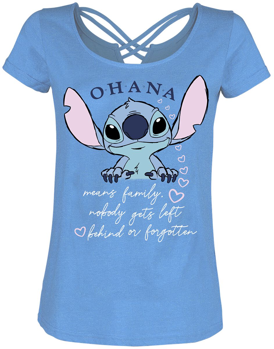 Lilo & Stitch - Disney T-Shirt - Ohana - S bis XXL - für Damen - Größe L - blau  - Lizenzierter Fanartikel von Lilo & Stitch