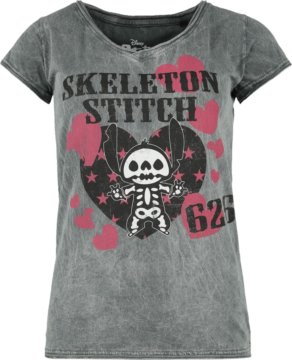 Lilo & Stitch - Disney T-Shirt - Skeleton Stitch - S bis 3XL - für Damen - Größe XL - grau  - EMP exklusives Merchandise! von Lilo & Stitch