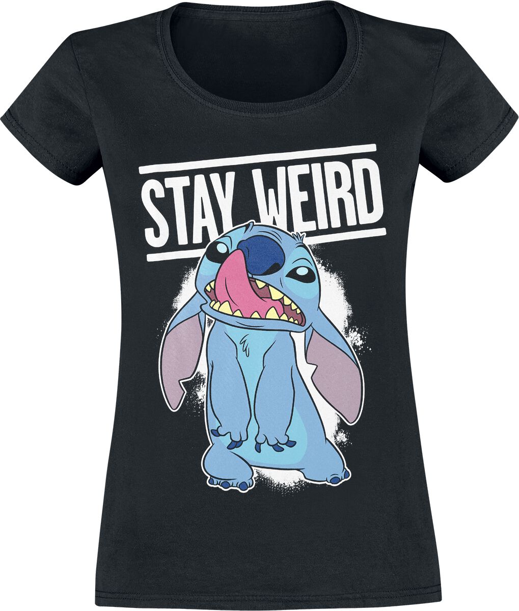 Lilo & Stitch - Disney T-Shirt - Stay Weird - S bis XXL - für Damen - Größe M - schwarz  - Lizenzierter Fanartikel von Lilo & Stitch