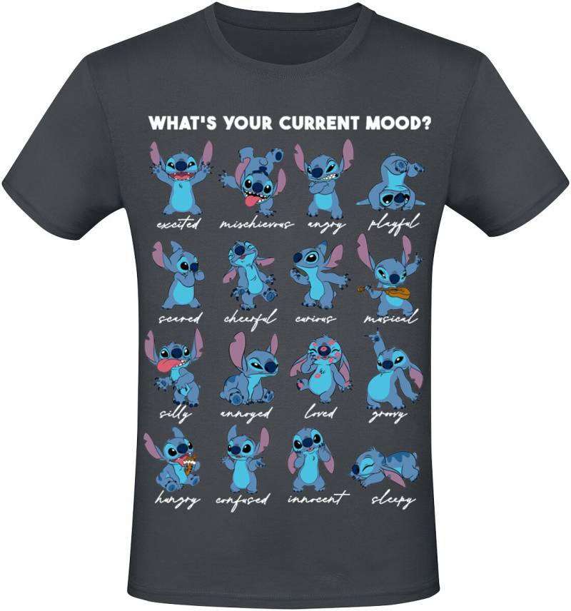 Lilo & Stitch - Disney T-Shirt - What's Your Current Mood? - S bis M - Größe M - grau  - Lizenzierter Fanartikel von Lilo & Stitch