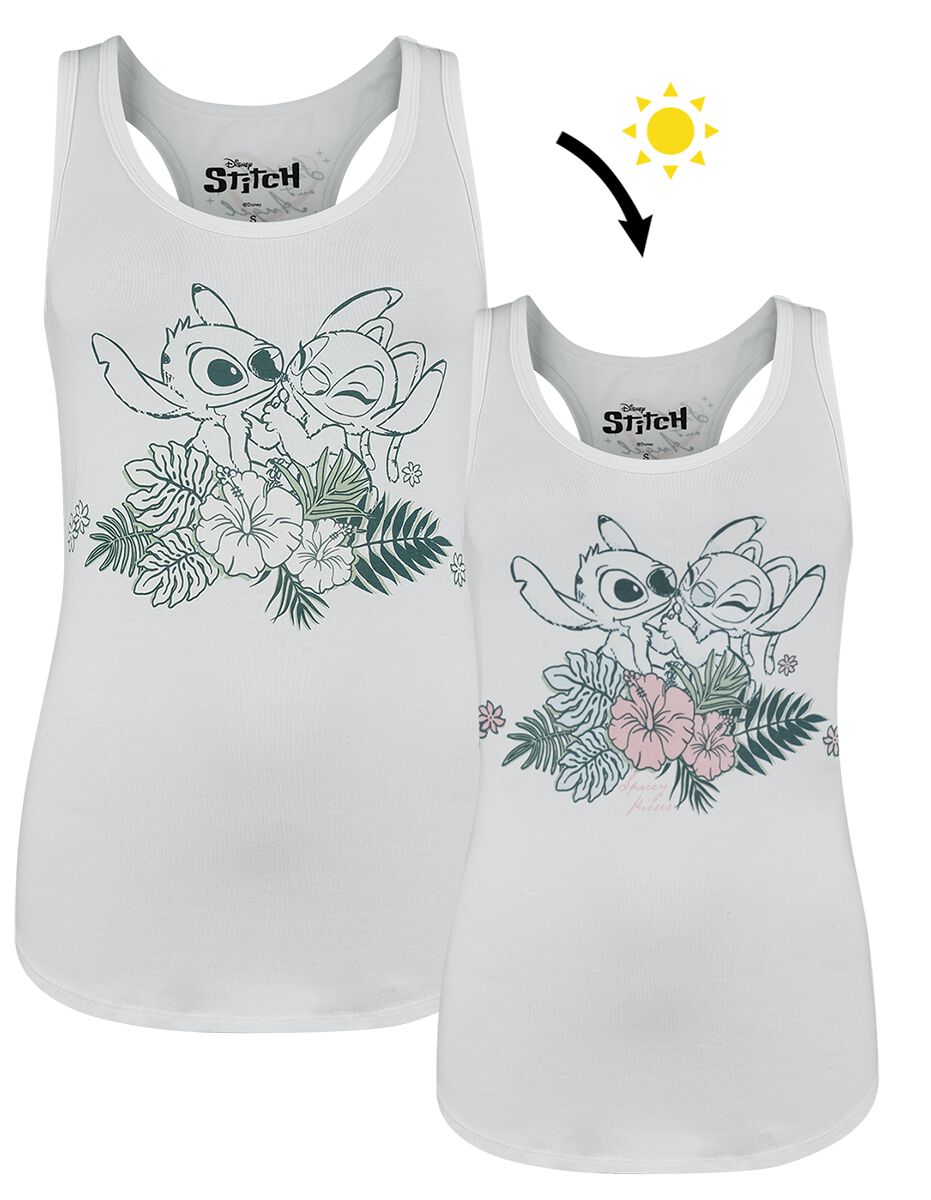 Lilo & Stitch - Disney Top - Stitch - Blumen - S bis XXL - für Damen - Größe M - weiß  - EMP exklusives Merchandise! von Lilo & Stitch