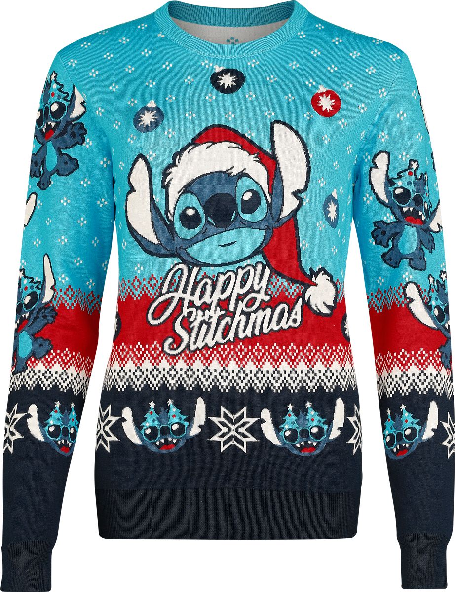 Lilo & Stitch - Disney Weihnachtspullover - Happy Stitchmas - S bis XXL - für Damen - Größe M - multicolor  - Lizenzierter Fanartikel von Lilo & Stitch