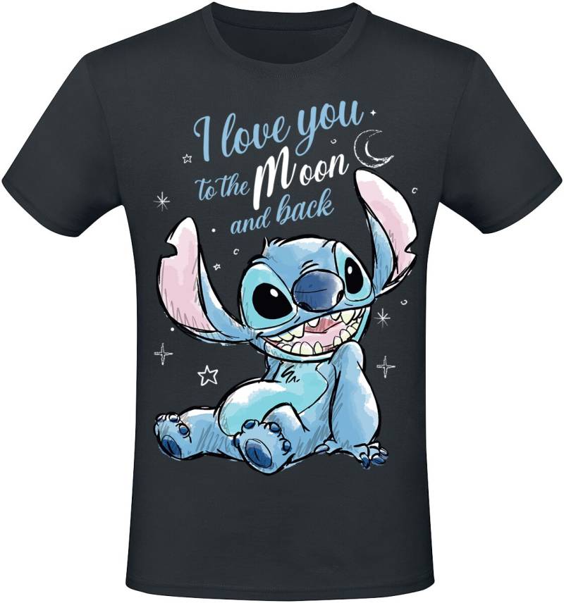 Lilo & Stitch I love you to the moon and back T-Shirt schwarz in M von Lilo & Stitch