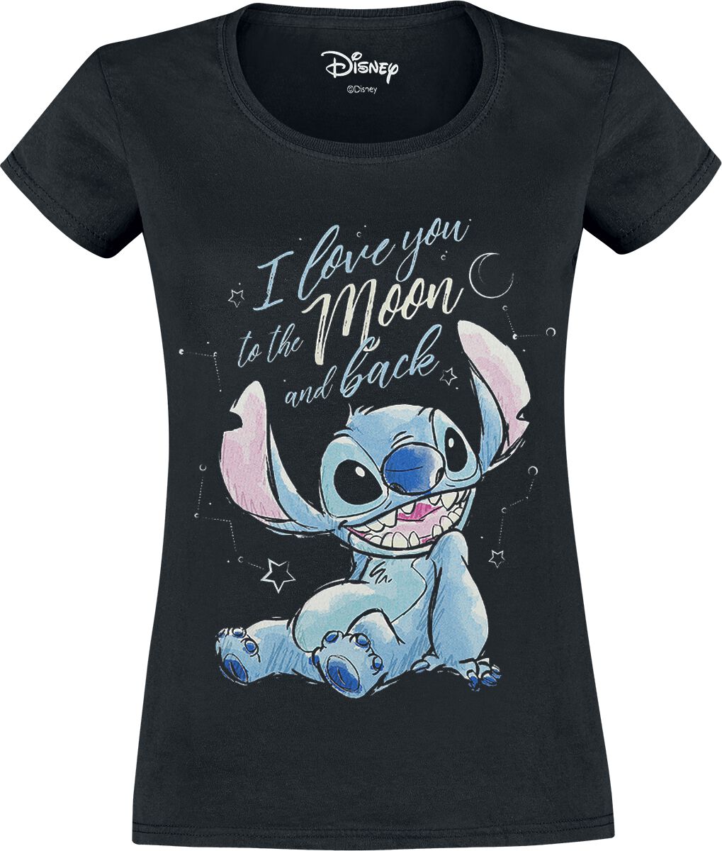 Lilo & Stitch I love you to the moon and back T-Shirt schwarz in S von Lilo & Stitch