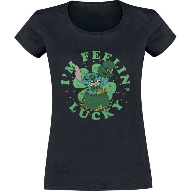 Lilo & Stitch I´m feelin lucky T-Shirt schwarz in L von Lilo & Stitch