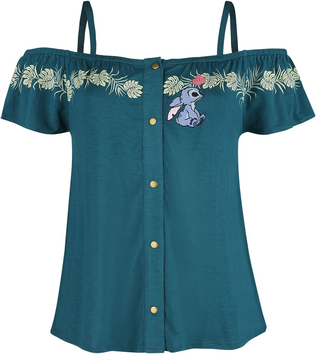 Lilo & Stitch Jungle T-Shirt dunkelgrün in S von Lilo & Stitch