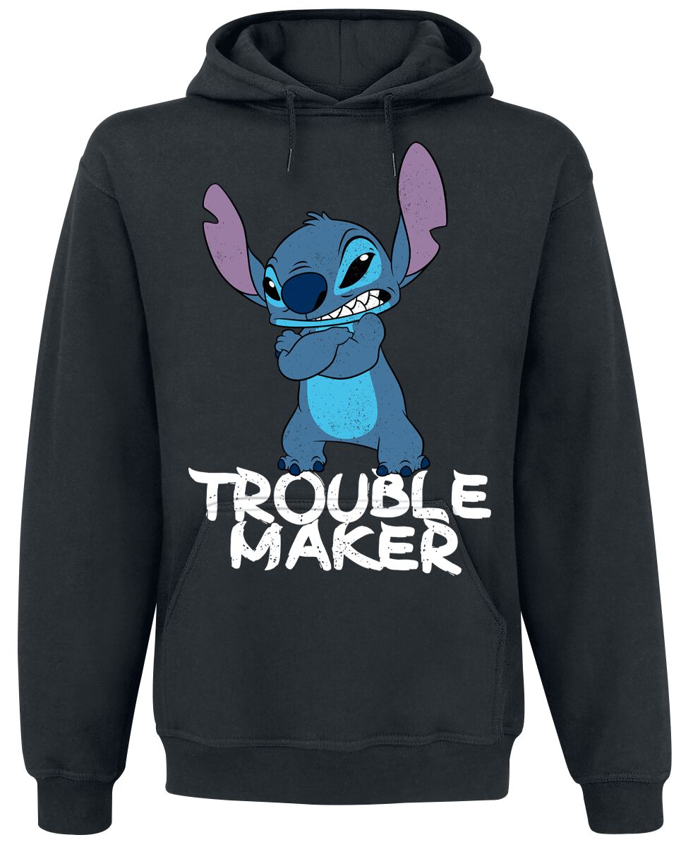 Lilo & Stitch - Disney Kapuzenpullover - Stitch - Trouble Maker - S bis M - für Männer - Größe M - schwarz  - Lizenzierter Fanartikel von Lilo & Stitch