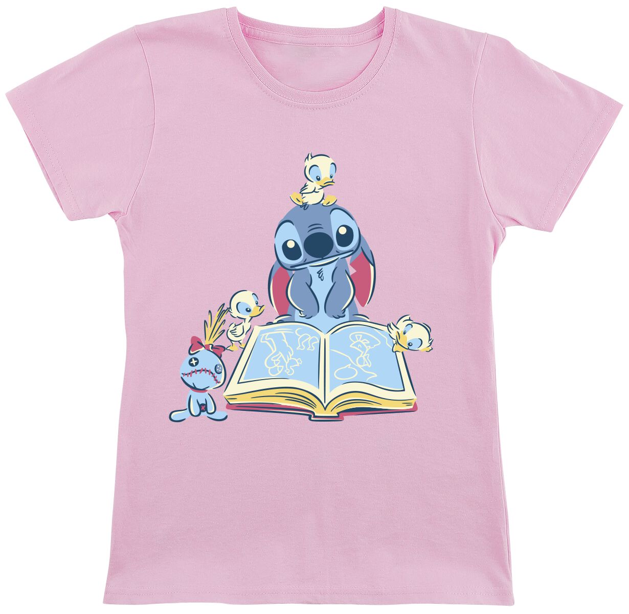 Lilo & Stitch Kids - Reading A Book T-Shirt rosa in 128 von Lilo & Stitch