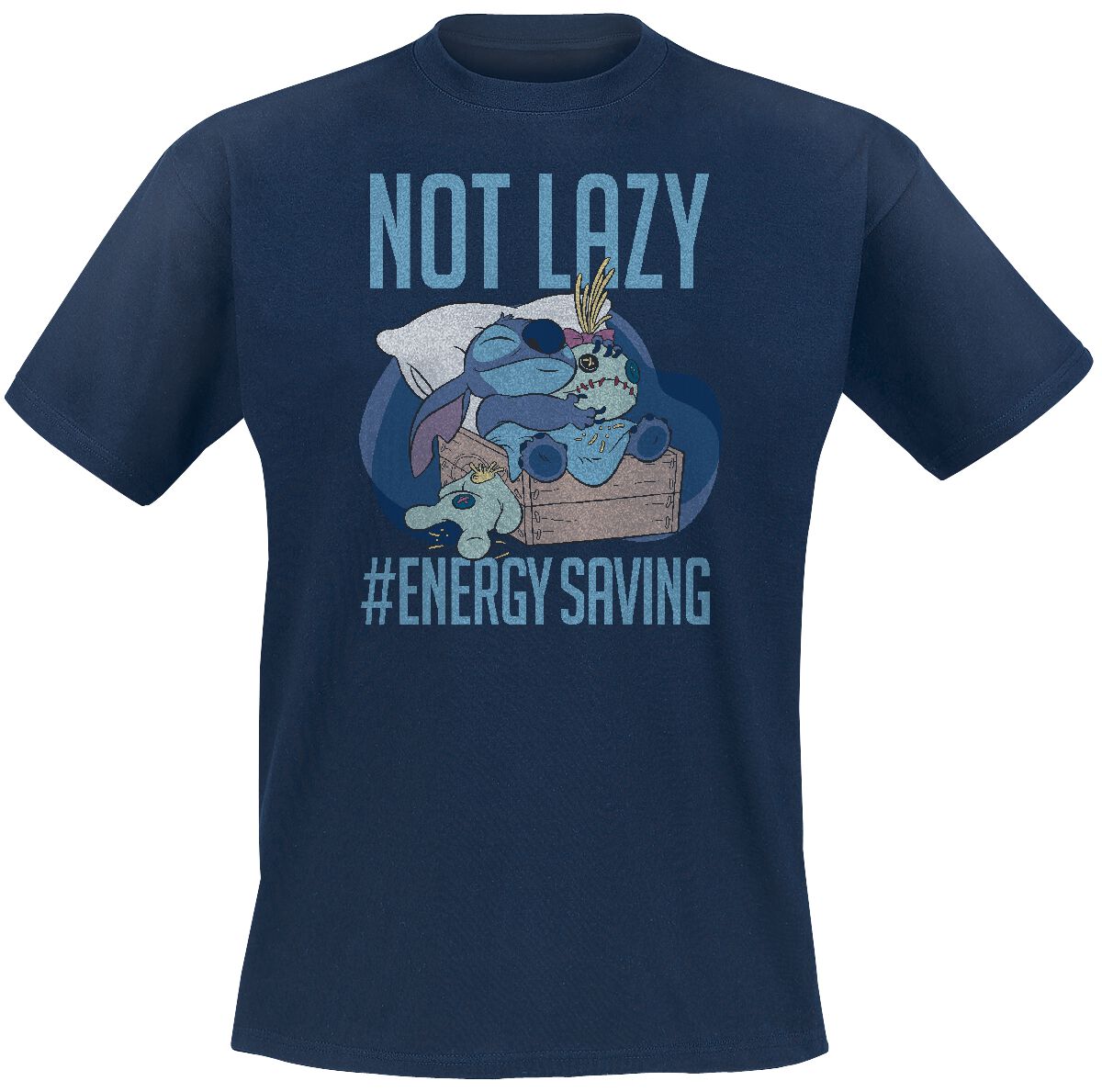 Lilo & Stitch Not Lazy T-Shirt blau in M von Lilo & Stitch