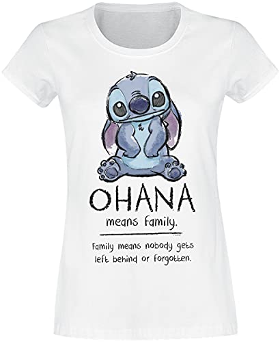 Lilo & Stitch Ohana Means Family Frauen T-Shirt weiß M von Lilo and Stitch