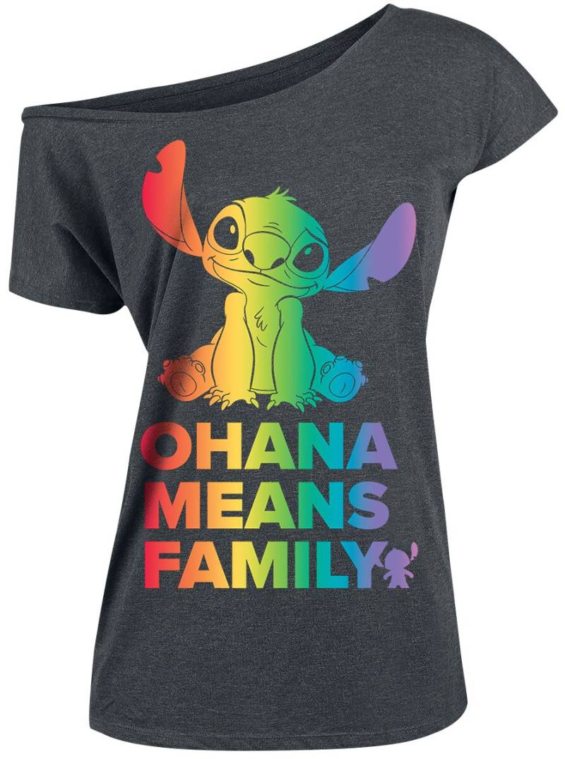 Lilo & Stitch Ohana Rainbow T-Shirt grau in L von Lilo & Stitch