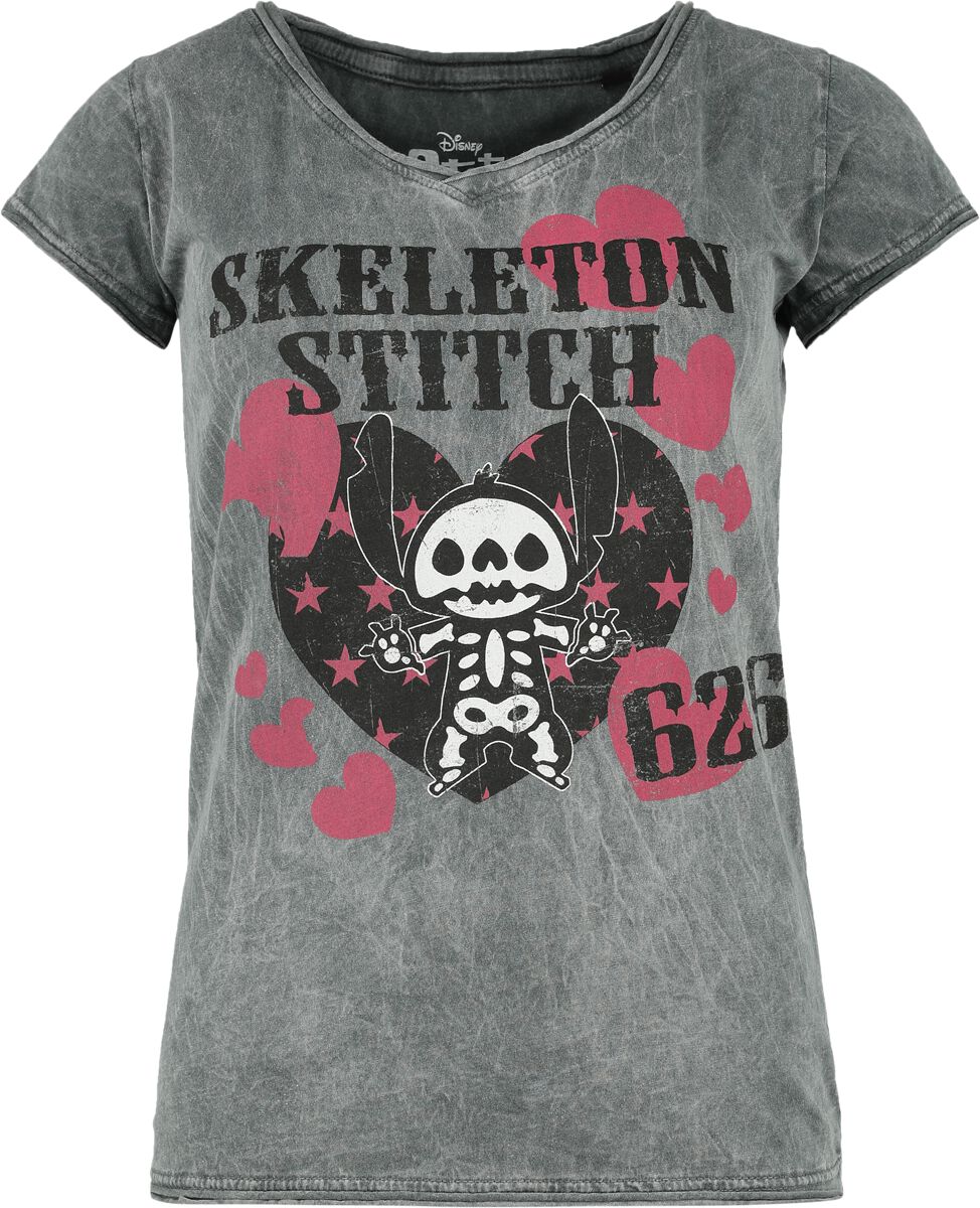 Lilo & Stitch Skeleton Stitch T-Shirt grau in L von Lilo & Stitch