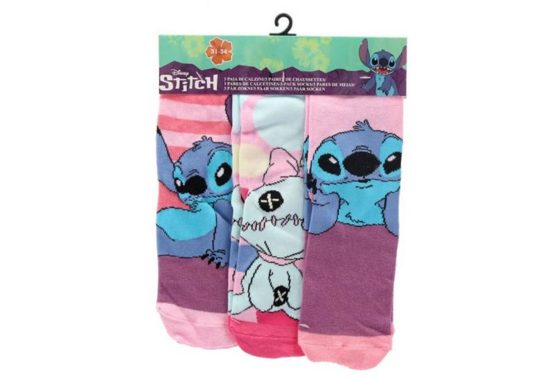 Lilo & Stitch Socken 3er-Pack Kindersocken atmungsaktiv & elastisch (3-Paar) von Lilo & Stitch