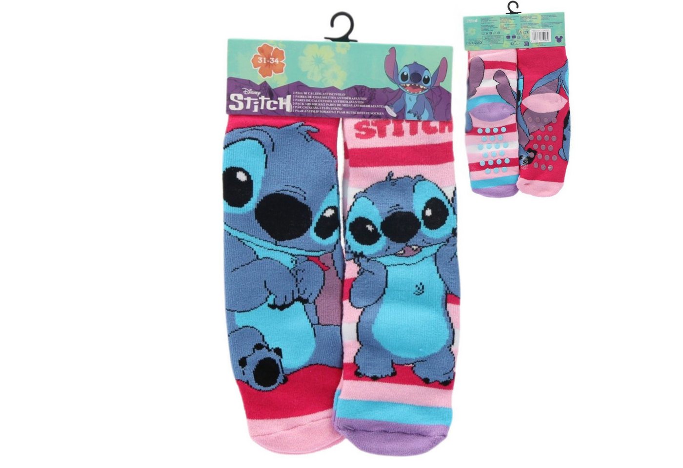 Lilo & Stitch Socken Kinder Socken Set 2er Pack rutschfeste Kuschelsocken von Lilo & Stitch