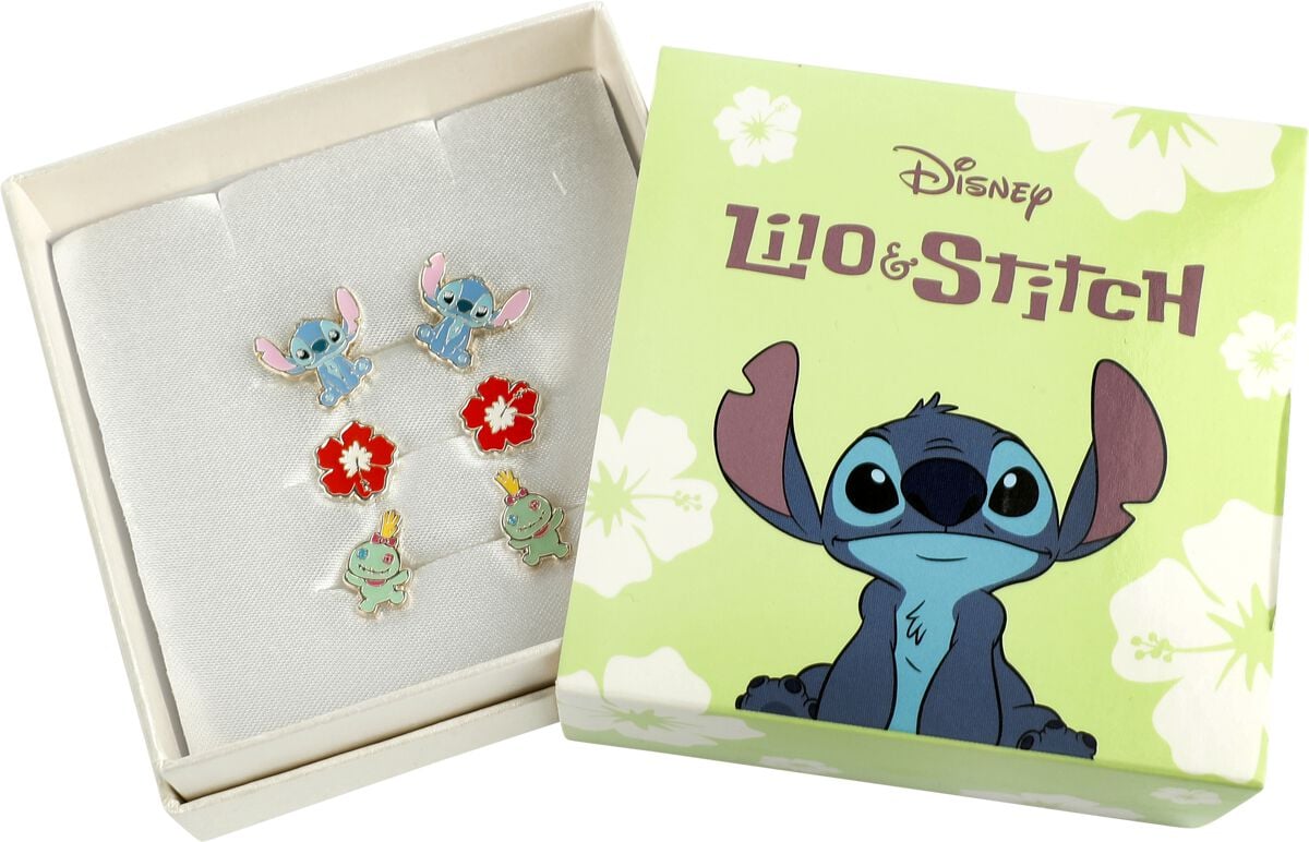 Lilo & Stitch Stitch, Hibiskus & Schrulle Ohrstecker-Set multicolor von Lilo & Stitch