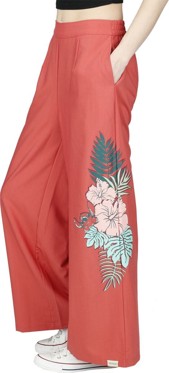 Lilo & Stitch Stitch - Blumen Stoffhose pink in L von Lilo & Stitch