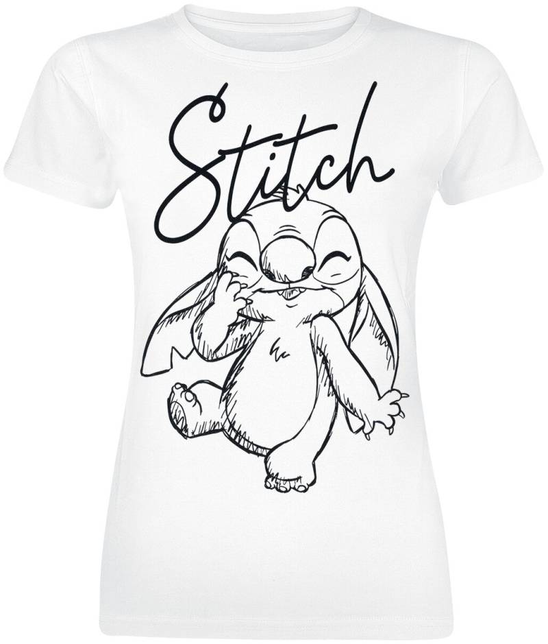 Lilo & Stitch Stitch Sketchy Surprise T-Shirt weiß in M von Lilo & Stitch
