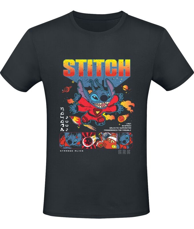 Lilo & Stitch Stitch in Space T-Shirt schwarz in S von Lilo & Stitch