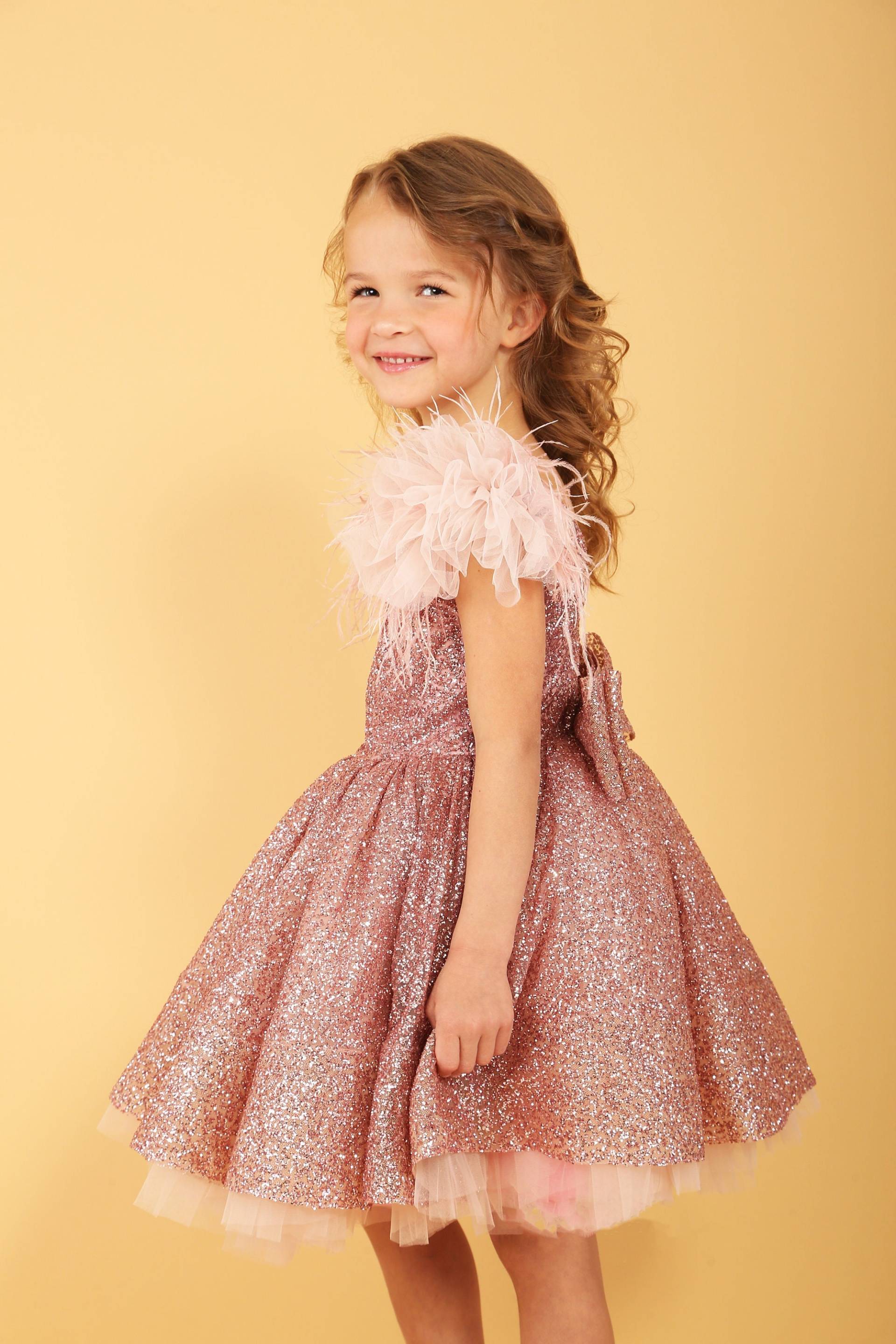 Blush Glitzer Kleid Prinzessin in Pailletten Blumenmädchen Baby Erster Geburtstag Outfit Mädchen Kleinkind Partykleid Fancy Dress von LilsBrand