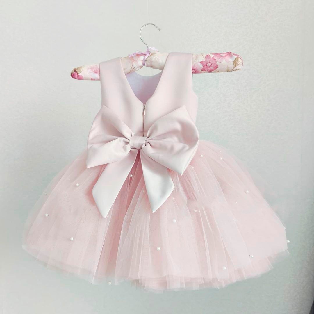 Rosa Kleid Mit Perlen Baby-Kleid Erste Geburtstag Outfit Mädchen Kleinkind-Party Fancy Blumenmädchen von LilsBrand