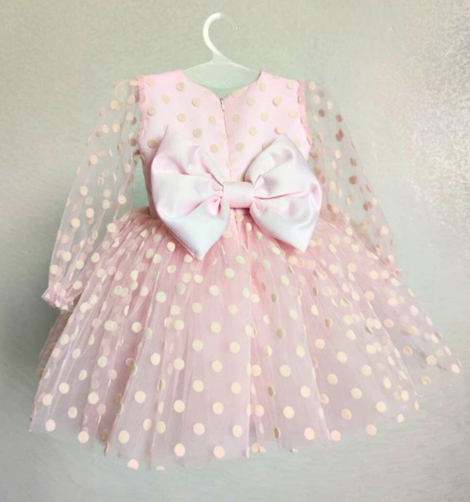 Rosa Kleid Polka Dot Baby Erster Geburtstag Outfit Mädchen Kleinkind Partykleid Fancy Dress Blumenmädchen von LilsBrand