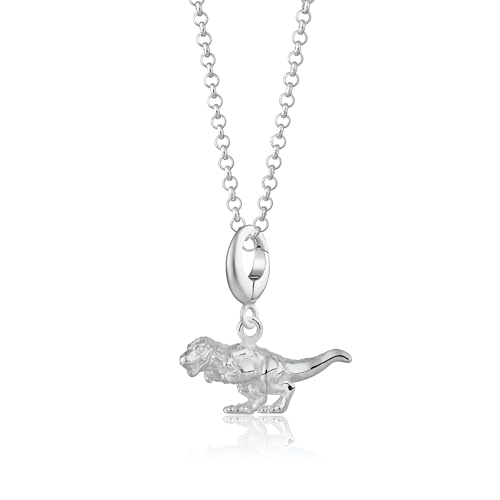 Lily Charmed Halskette mit T-Rex-Dinosaurier-Anhänger aus 925er Sterlingsilber mit 45,7 cm langer Kette oder 18 Karat vergoldetem Silber, Metall Lily Charmed Halskette mit T-Rex-Dinosaurier-Anhänger aus 925er Sterlingsilber mit 45,7 cm langer Kette oder 18 Karat vergoldetem Silber, Metall von Lily Charmed