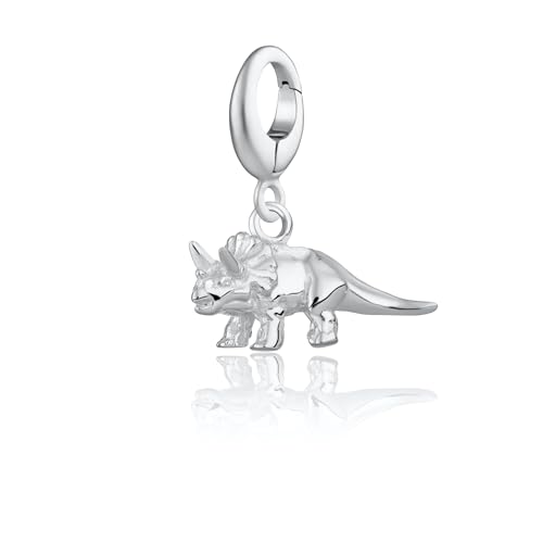 Lily Charmed Triceratops-Dinosaurier-Charm, 925er-Sterlingsilber, 18 Karat vergoldet, Clip-On-Charm für Armband oder Halskette, Metall von Lily Charmed