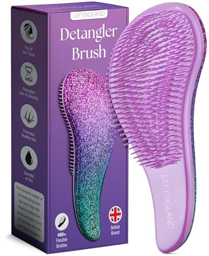 Haarbürste ohne Ziepen | Die Perfekte Detangler-Bürste für Locken, Glattes, Dickes, Dünnes Haar | Haarbürste für Kinder und Damen - Lily England Entwirrbürste für Lange Haare und Kurze (Pink/Lila) von Lily England