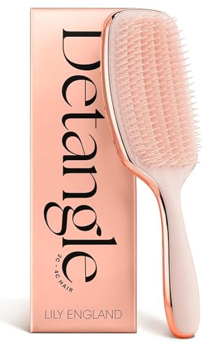 Lily England Lockenbürste zum Entwirren & Stylen - Schmerzfreie Lockenbürste für nasses & trockenes Haar mit flexiblen Borsten - Ideale Haarbürste für lockiges Haar Frauen 3c bis 4c Haar, Rose Gold von Lily England