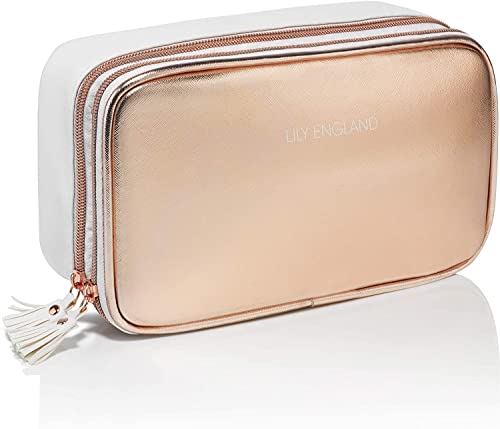 Make Up Tasche für Damen - Edle Kosmetiktasche klein - Schminktasche - Makeup Bag - Geschenk Frau - Kleiner Kosmetikbeutel - Rosegold Lily England von Lily England